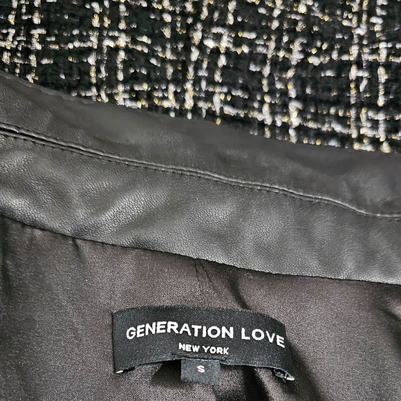 Generation Love Black Lexi Vegan Leather Combo Tweed Blazer - Picture 10 of 12